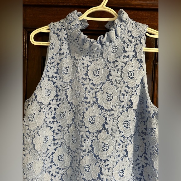 Anne Klein Blue Sleeveless Ruffle Mock Neck  Dress - Picture 5 of 11